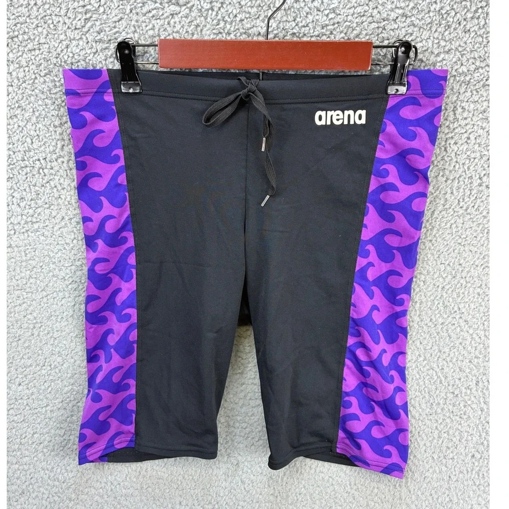 Arena Ride The Wave Swim Jammer Mens 40 Black Purple Flame Training Shorts